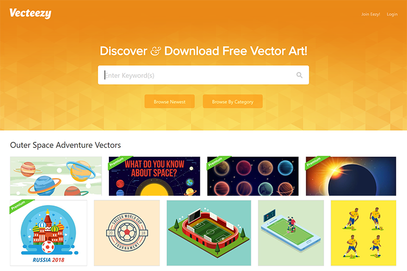 Vecteezy - 高品質向量圖片素材庫，可自由更改內容後選擇不同格式下載