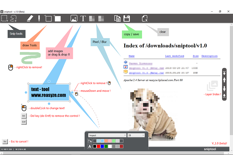Sniptool - 可自由選取範圍的螢幕截圖軟體，還能快速完成馬賽克及畫線等編輯