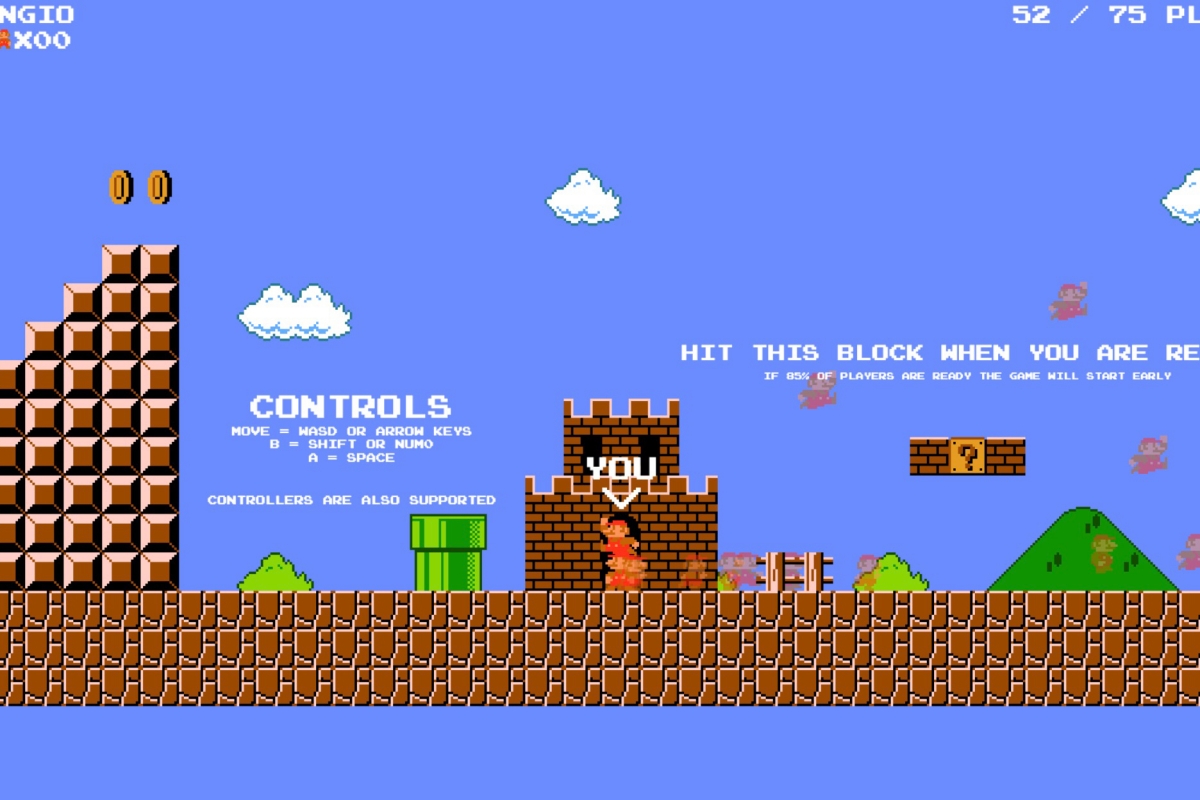 Mario Royale 超級瑪莉網頁版，同時 75 個人進行遊戲，看看誰過關速度最快！