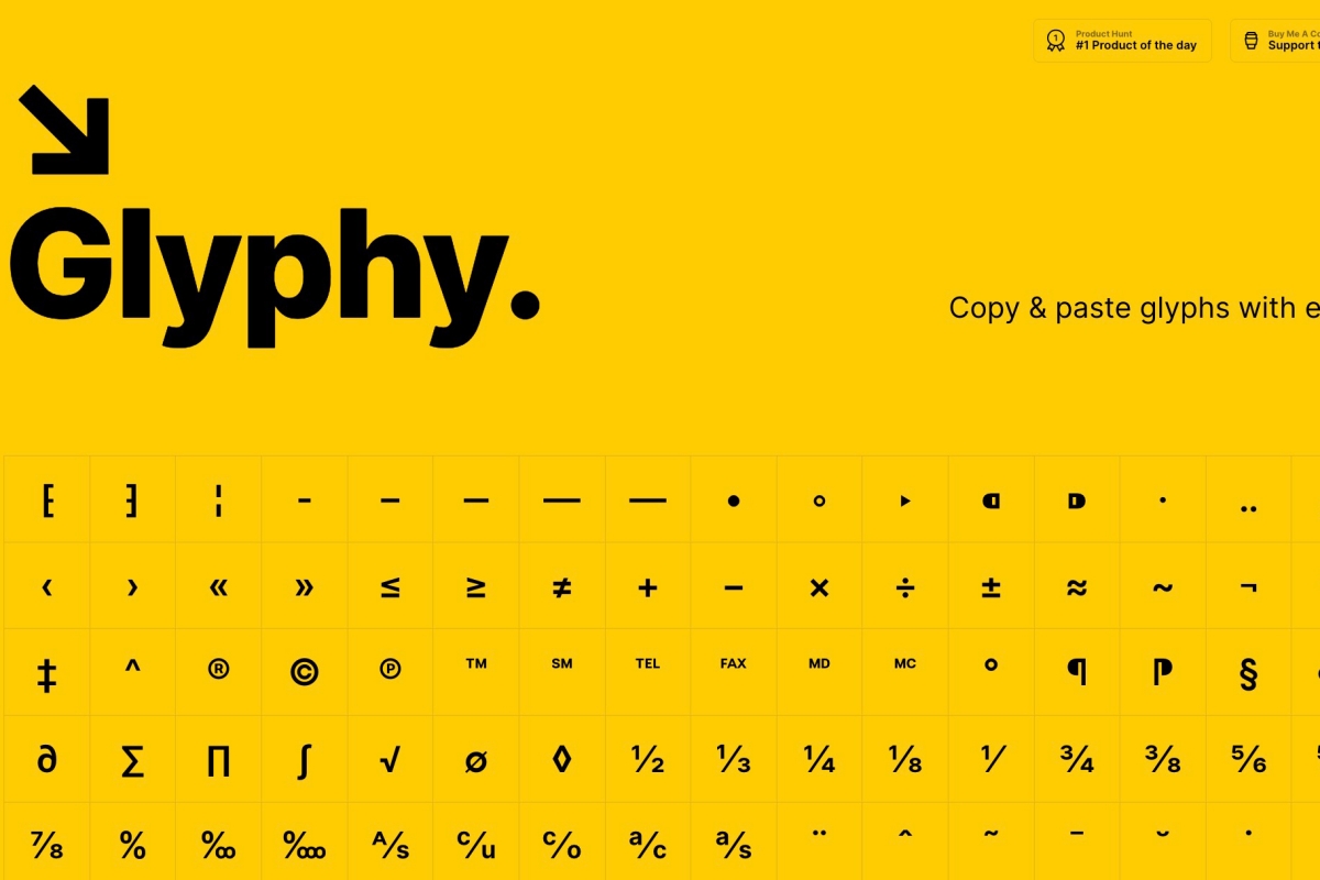 Glyphy - 點選想使用的 ASCII 字元或特殊符號即可複製到其他地方貼上