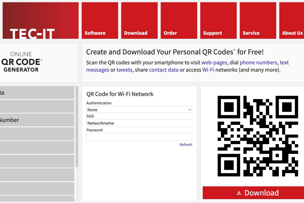 線上 QR Code 產生器，Wi-Fi 連線、網址、電話、簡訊、Email 各種 QR 都能製作