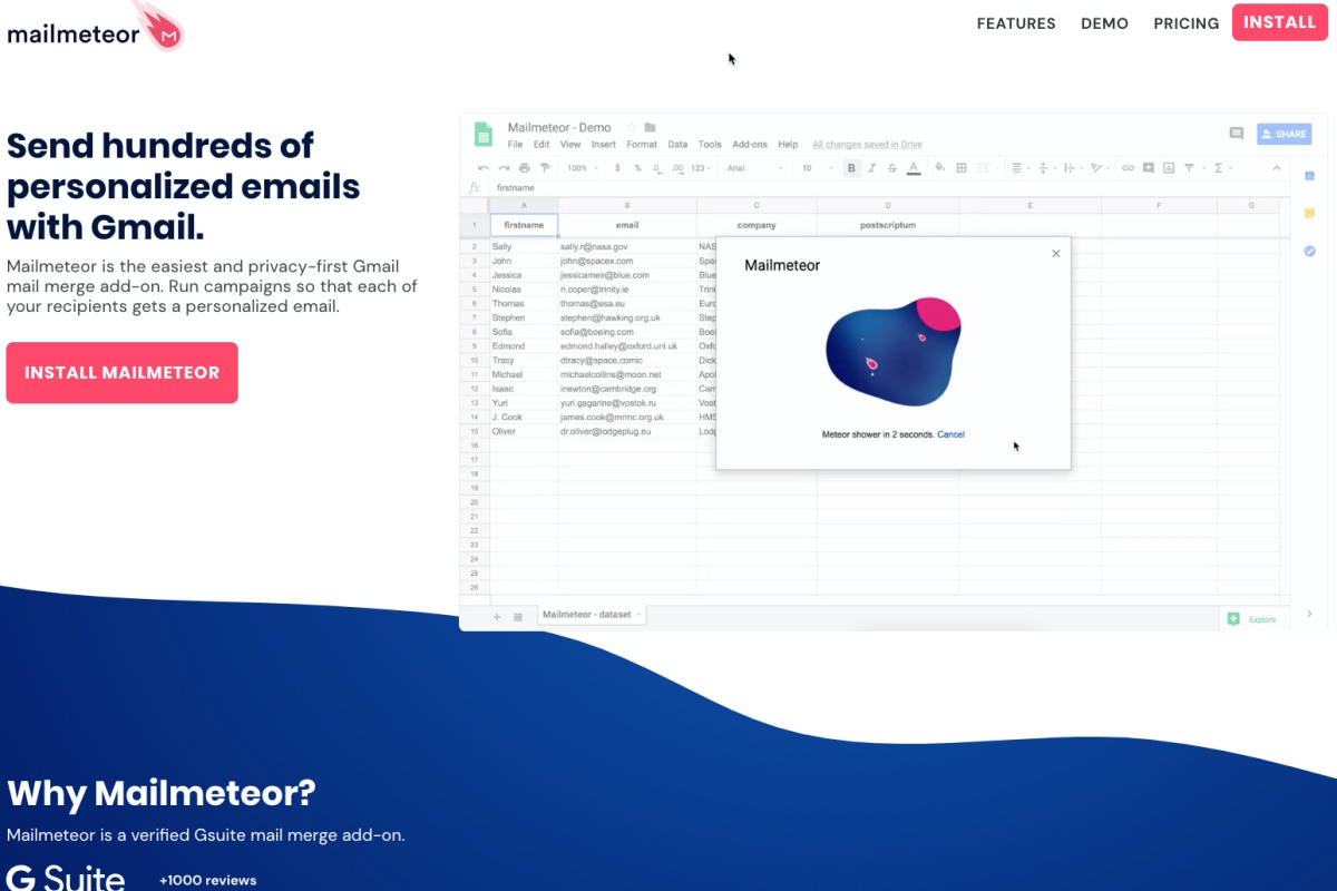 透過 Mailmeteor 結合 Google 試算表合併列印 Email，每天免費 100 封，還可以追蹤狀態