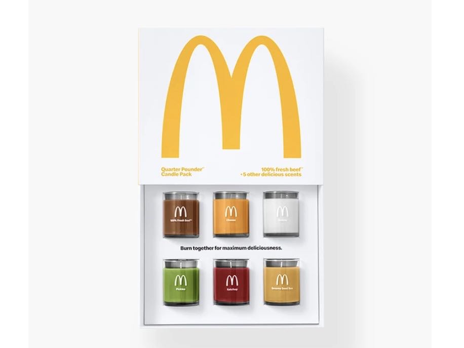 麥當勞牛肉堡香氛蠟燭套組，用“聞”的牛肉堡！