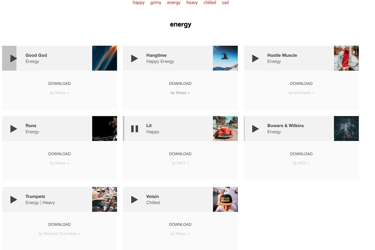 Unminus 音樂素材網站，可商業使用，高品質，全站免費下載