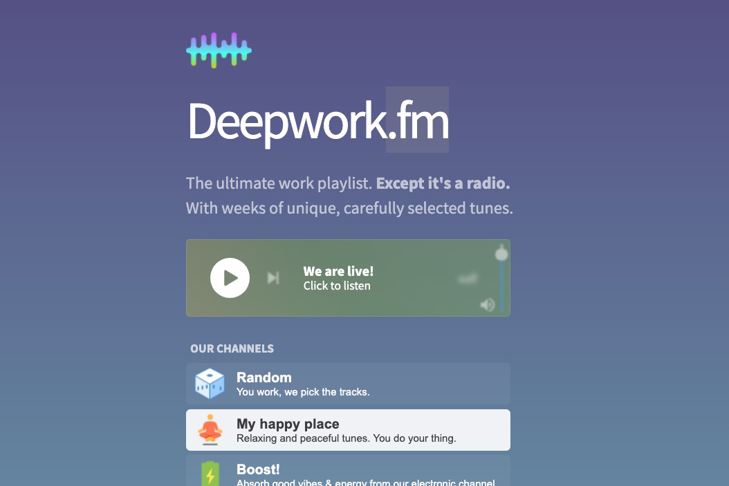 工作想專心一點聽不了有「歌詞」的音樂，那就來試試 Deepwork.fm 吧