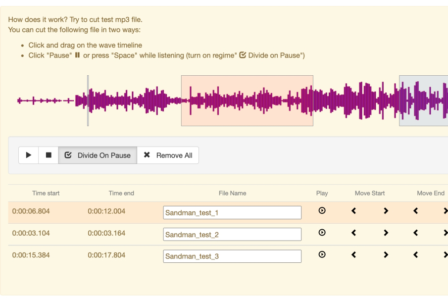 MP3 Audio Cutter - 線上 MP3 剪輯工具，支援同時剪輯多段內容