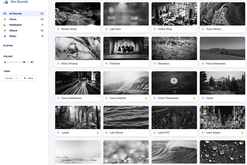 Zen Sounds - 讓你更加專注的背景音樂、白噪音