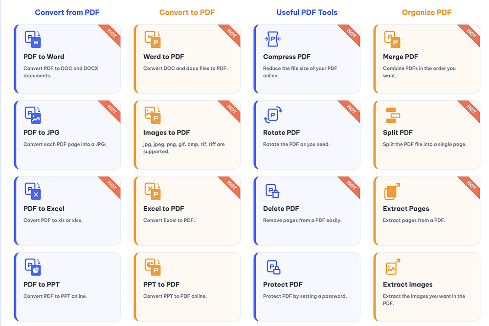 PDNob PDF 大全，包括 21 種常用 PDF 轉檔、合併、分割等相關工具