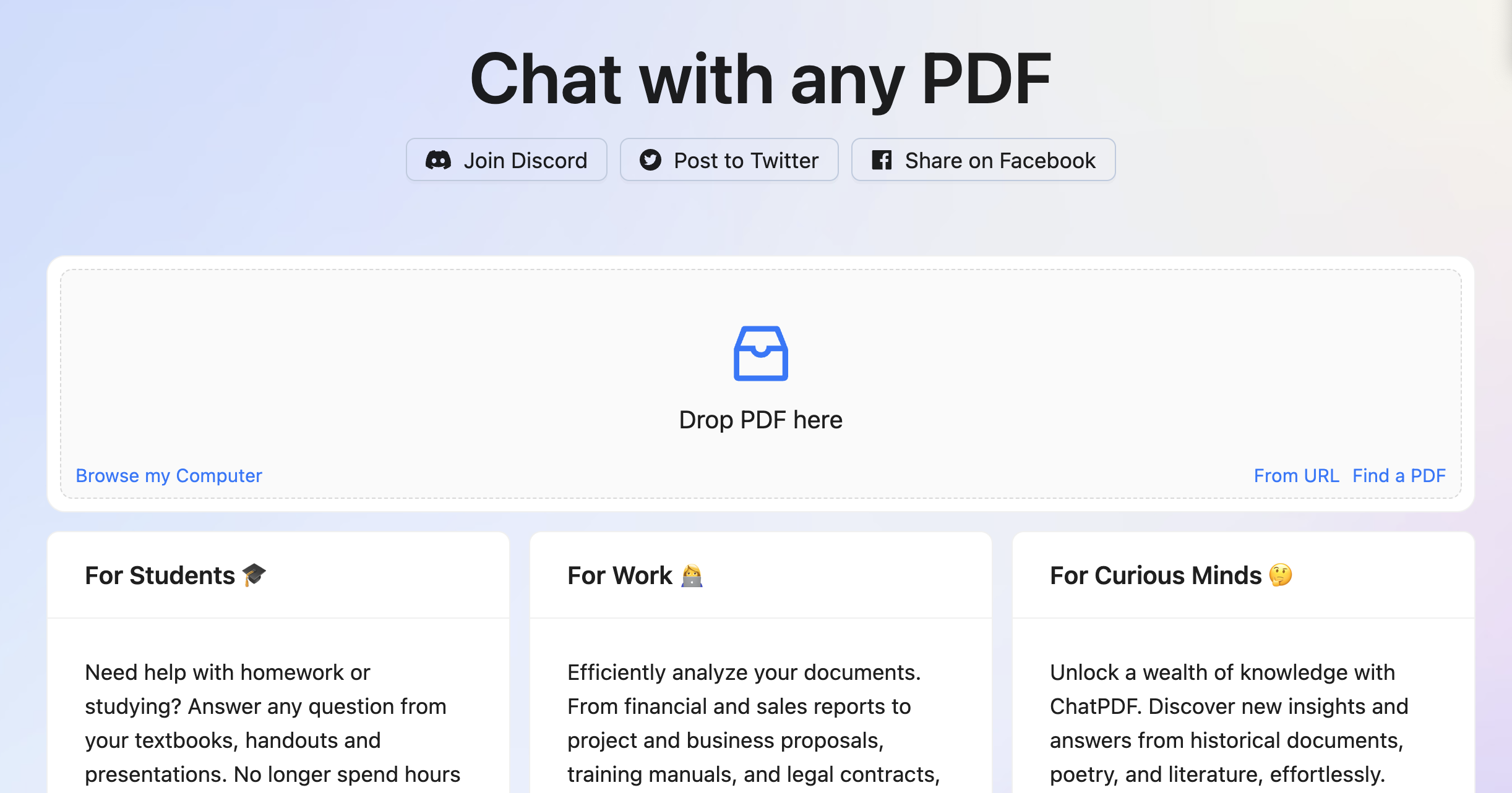 ChatPDF - 將 PDF 上傳就幫你整理重點，想知道什麼用問的，AI 立刻回答你