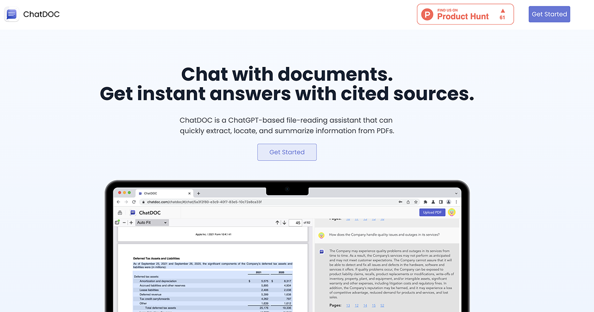 ChatDOC - 快速摘要 PDF 內容，直接對 AI 提出問題找到需要的內容