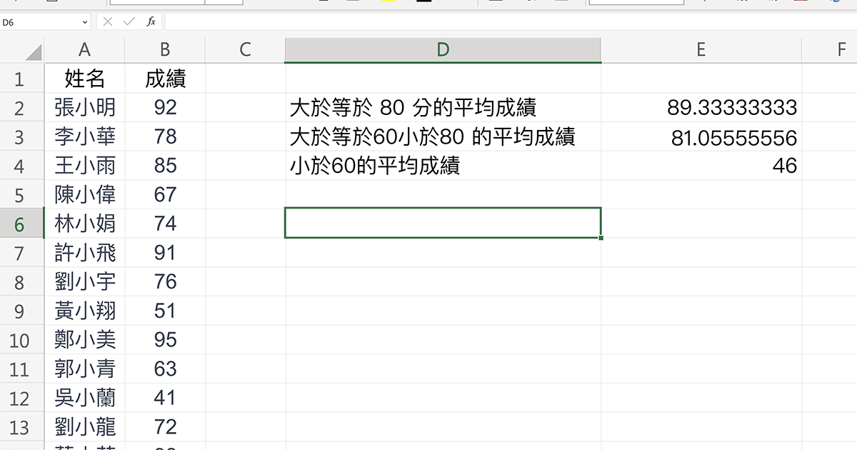 Excel 函數教學：AVERAGEIF，計算符合條件的平均值