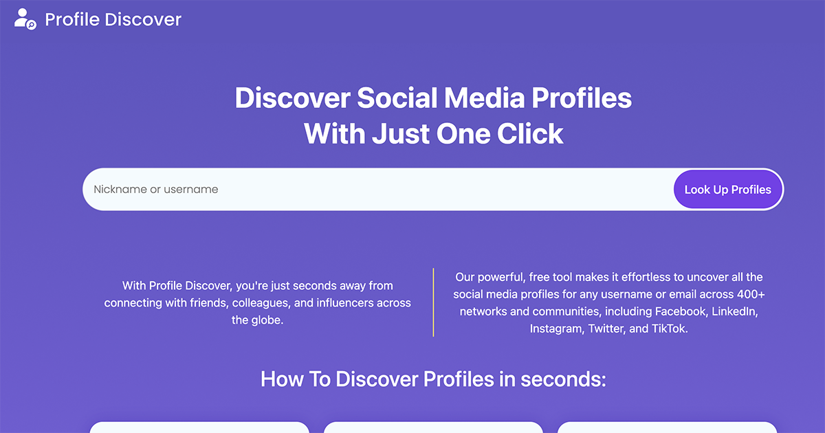 Profile Discover - 用帳號名稱反查超過 400 個社群網站，搜尋你可能要找的對象